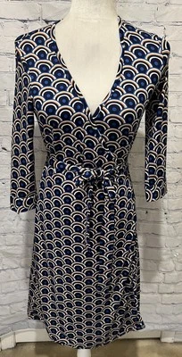 Vestido envolvente manga larga estampado geométrico marrón JB by Julie - Talla XS Foto 1 de 4