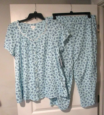 Aria womens super soft cotton short sleeved capri pajamas size XL 16/18 - Image 1 of 4