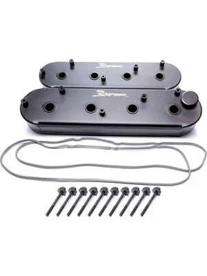 Holley Valve Covers Fabricated Aluminium Black Powdercoated Tall Chevy (890014B) - Image 1 of 4