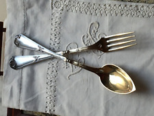 ANTIQUE FRENCH NEOGOTHIC PUIFORCAT 950 SILVER VERMEIL SERVING SPOON & FORK