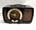 Vintage 1950s Zenith H724Z Brown Bakelite Tube Dial AM/FM Radio Tested Working!!