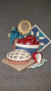 Interior del hogar 3D pastel de manzana magdalena panadería EE. UU. decoración de pared vintage 8 X 7" - Imagen 1 de 3
