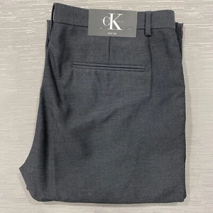 Calvin Klein Dress Pants Mens 34 x 34 Gray Straight Leg Flat Front Washable - Picture 1 of 16