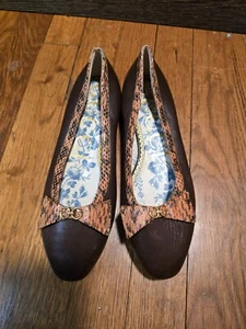 Gucci Brown Malaga Leather Snakeskin Ballet Flats Size 36 US Womens 6 - Picture 1 of 7