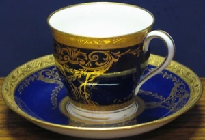 Taza de té y platillo Chicago Spaulding Minton - azul dorado blanco - años 70 vintage - Imagen 1 de 8