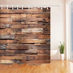 Wood Country Gray Fabric Shower Curtain Extra Long 84 inch 72x72" Bathroom 3D - Picture 1 of 6