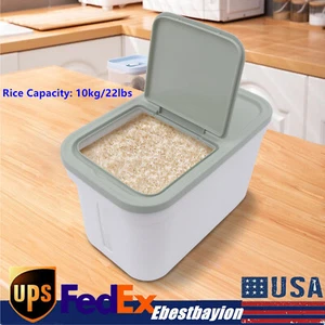 10kg Large Rice Storage Container Food Flour Airtight Box Rice Dispenser W/Cup - Picture 1 of 19