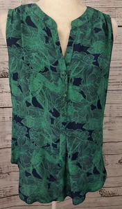 Blusa 41 Hawthorn para mujer mediana 100 % seda concha verde floral ligera fluida - Imagen 1 de 11