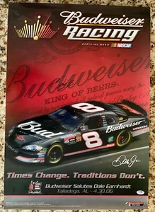 2006 Dale Earnhardt Jr Budweiser Bud Black #8 Signed 19x27 Poster PSA DNA - Picture 1 of 4