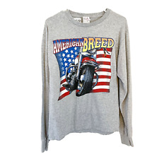 Fruit Of The Loom Gray Pullover T Shirt Large American Breed USA Motorcycle