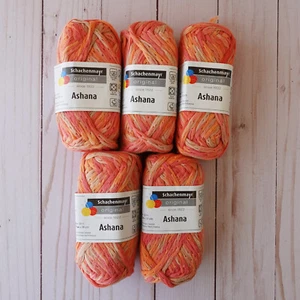 Schachenmayr Ashana Yarn ~ Lot of 5 ~ 81 Coral Pink ~ Chainette ~ 100% Cotton - Picture 1 of 4
