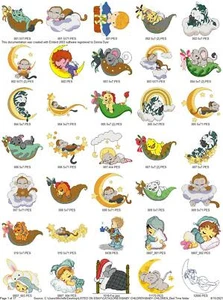 579 BEDTIME BABIES AND ANIMALS EMBROIDERY MACHINE DESIGNS COLLECTION PES USB - Picture 1 of 11