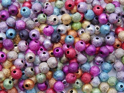 100 Pcs -  6mm Multi Coloured Acrylic Stardust Spacer Beads Bead Jewellery G39 - Image 1 of 2