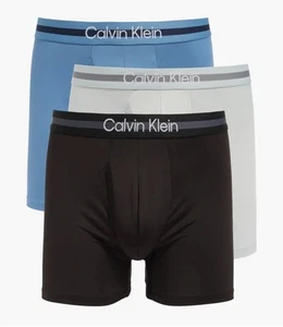 CALVIN KLEIN 3 Pack Microfiber Stretch Boxer Briefs Blue Black Sz M (32-34) NEW - Imagen 1 de 5