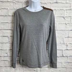 Lauren Ralph Lauren Shirt Womens Size Medium Gray Long Sleeve Elbow Patches - Picture 1 of 13