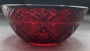 Antique Ruby Salad Bowl By Cristal D'Arques - Durand 10 1/4" - Picture 1 of 10