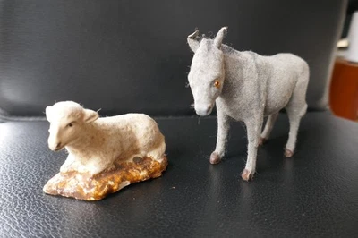 Sujets de Noel - Ane et mouton floqués - Photo 1/4