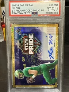 2023 Leaf Metal Bo Nix ST PRD AU-GOLD MOJO ARC 1/1 PSA 8 - Picture 1 of 17