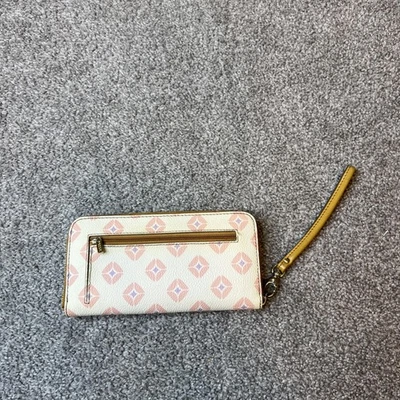Fossil Wristlet Wallet Womens Yellow Geometric Print Zip Around Clutch Purse Bag - Image 1 of 4
