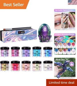 Juego de 10 tarros de polvos de mica camaleón - pigmentos vibrantes que cambian de color para manualidades - Imagen 1 de 10