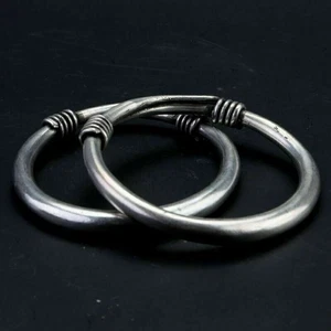 Old Handwork Tibet Silver Carve China Adjust Pair Bracelet 9029 - Picture 1 of 2