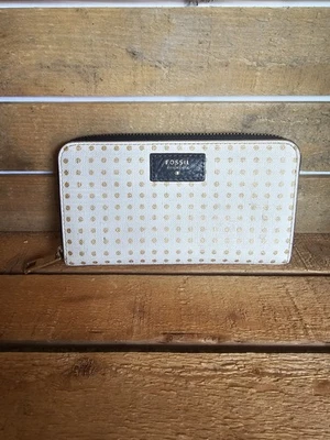 Cartera Fossil Blanco Negro Dorado Cierre con Cremallera Foto 1 de 4