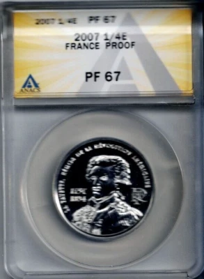 2007 France 1/4 Silver Euro La Fayette Hero of the American Revolution PF67 Coin - Image 1 of 2