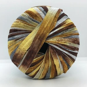 Memento - Filato Nastro Berlini #123 Ottone - Marrone Grigio Oro Argento 88yds 3/8"wd - Foto 1 di 5