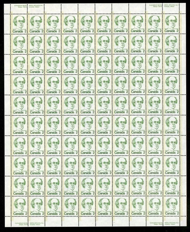 Canada - Scott 587 - Full Plate Sheet of 100 Stamps Plate No. 1  CBN - 1973 - Image 1 of 1