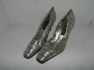 J Renee Pumps Size 12M Bronze gold silver striped heels - Picture 1 of 4
