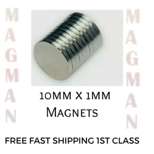 50 x Very Strong Circular Disc Neodymium magnets 🧲 10mm x 1mm 500gram Pull - Picture 1 of 2