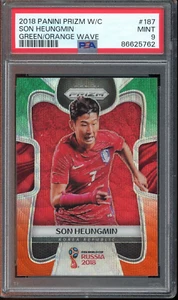 2018 Panini Prizm World Cup Son Heungmin Green Orange Wave #187 PSA 9 - Picture 1 of 2