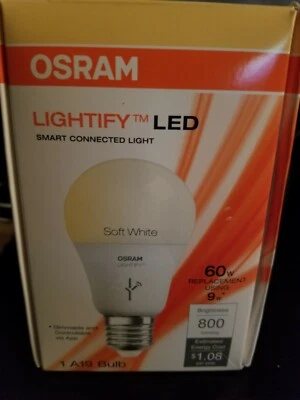 Osram 74283 Dim Smart+ LED Light Bulb, A19 Dimmable White, 60W Equivalent,... - Image 1 of 4