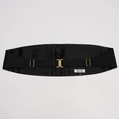 Bergdorf Goodman Black Pleated Satin Mens Adjustable Cummerbund 37.5 " to 46" - Image 1 of 4