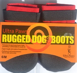 Ultra-Paws robuste Hundestiefel schwarz mit rotem Besatz Gr. MEDIUM (6/M) waschbar NEU - Bild 1 von 4