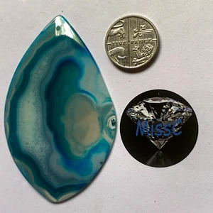 TURQUOISE/WHITE AGATE HUGE FREEFORM 65X41MM, FROM MOROCCO, DRILLED - Bild 1 von 6