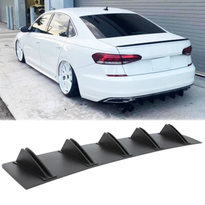 Labio difusor de parachoques trasero negro 5 aletas alerón divisor para Volkswagen Passat CC Foto 1 de 4