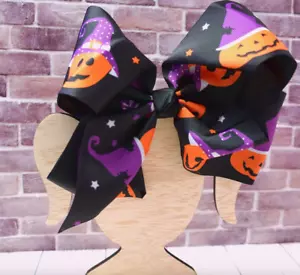 Arco para el cabello Halloween calabaza negra jumbo de 8" pulgadas ARCOS Jumbo hecho a mano - Imagen 1 de 7