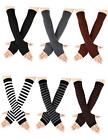 6 Pairs Women Long Fingerless Gloves Arm Warmers Knit Thumbhole Fresh Color