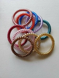 Spiral Hair Ties Thin Metallic Phone Cord Hair Ties Coils Wristlets 10 PC SET - Picture 1 of 5