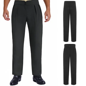 UK Men Black Latin Dance Pants High Waist Trousers Cha Cha Ballroom Competition - Picture 1 of 13
