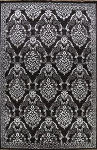 Black/ Silver Art & Craft Elegant Floral Area Rug 9x12 Hand-knotted Wool/ Silk - Picture 1 of 12