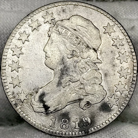 1819 25C Capped Bust Quarter || Tough Type, Great Looking Early US Silver Coin!! Cover