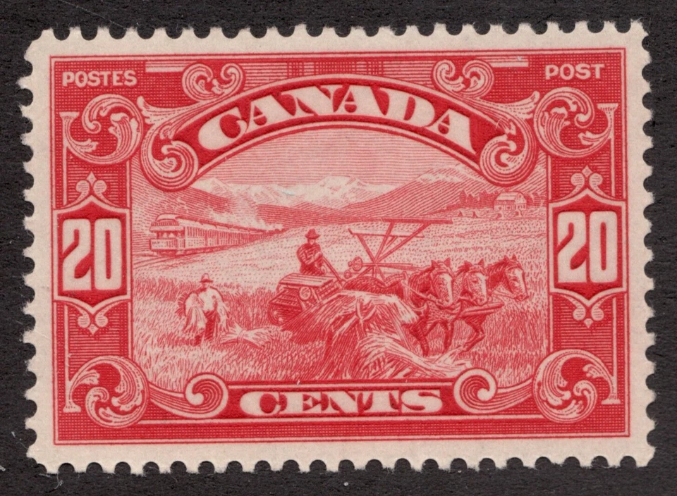 1929 Canada Sc# 157 - 20¢ KGV - Farming, horses & locomotive MH VF - Image 1 of 1