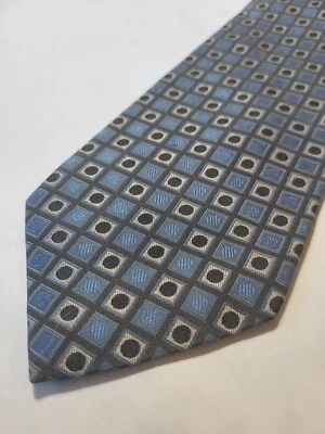 Corbata Valerio Garati Italia Hecha a Mano 100% Seda Pura Azul Gris Patrón Foto 1 de 4