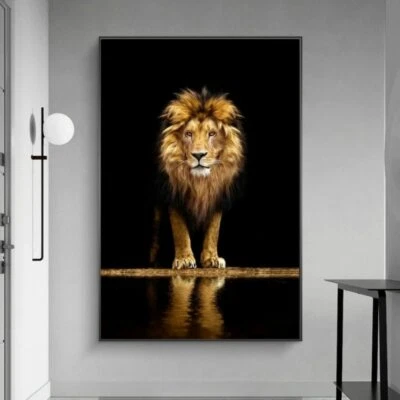 Lienzo de león africano arte de pared lienzo pintura decoración del hogar póster arte con impresión de animales Foto 1 de 4