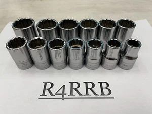 Snap-on Tools NEW 13pc 1/2" Drive METRIC 12 Point Shallow Socket Set 313SWMYA - Picture 1 of 9