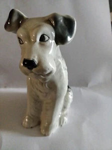 VINTAGE TERRIOR HUND KERAMIK 20er-30er Ära schön schwarz/weiß 5ins hoch  - Bild 1 von 7
