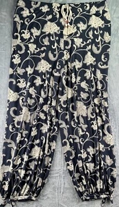 By Anthropologie Joanie Harem Pants Women’s Size L Navy Paisley Floral Print - Picture 1 of 18