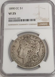 1890-CC VF25 Morgan Silver Dollar NGC - Picture 1 of 2